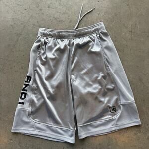 Vintage Y2k Grey Black AND1 Basketball Shorts Drawstring Men's Small